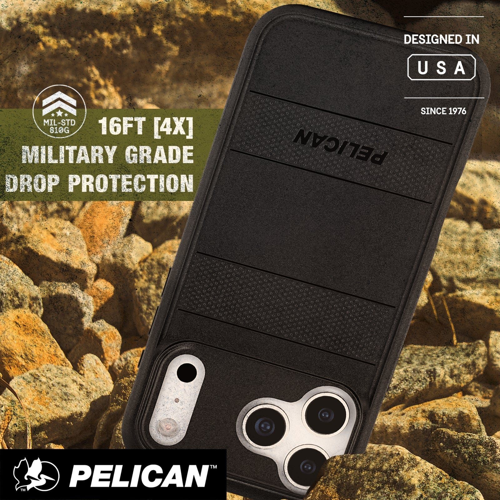 16 Foot 4 times Military grade drop protection, Designed in USA since 1976