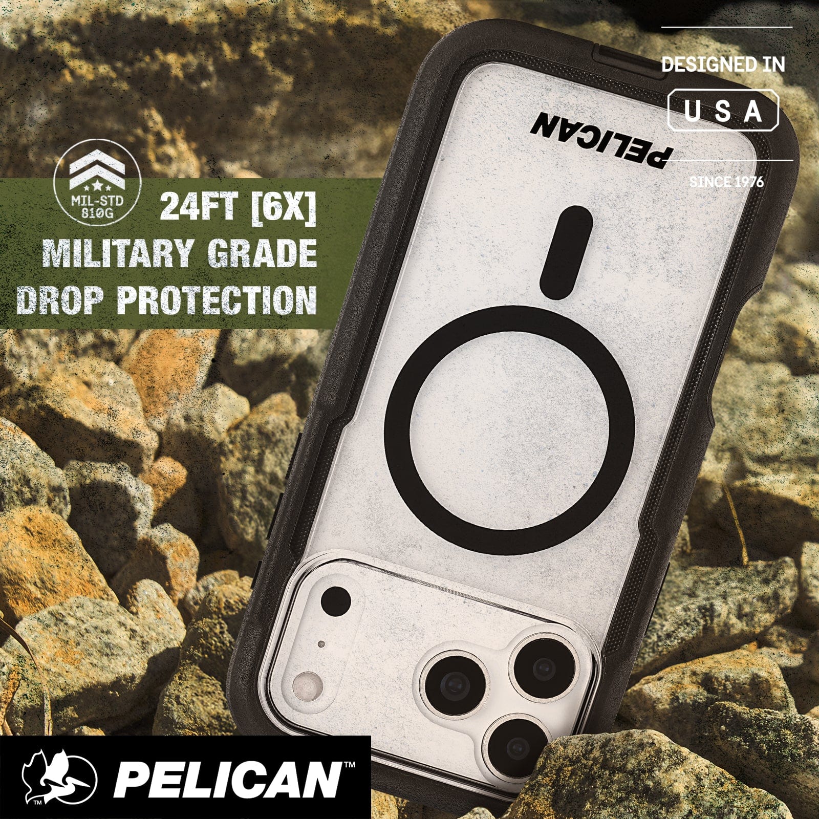 24 Foot 6 times Military grade drop protection, Designed in USA since 1976