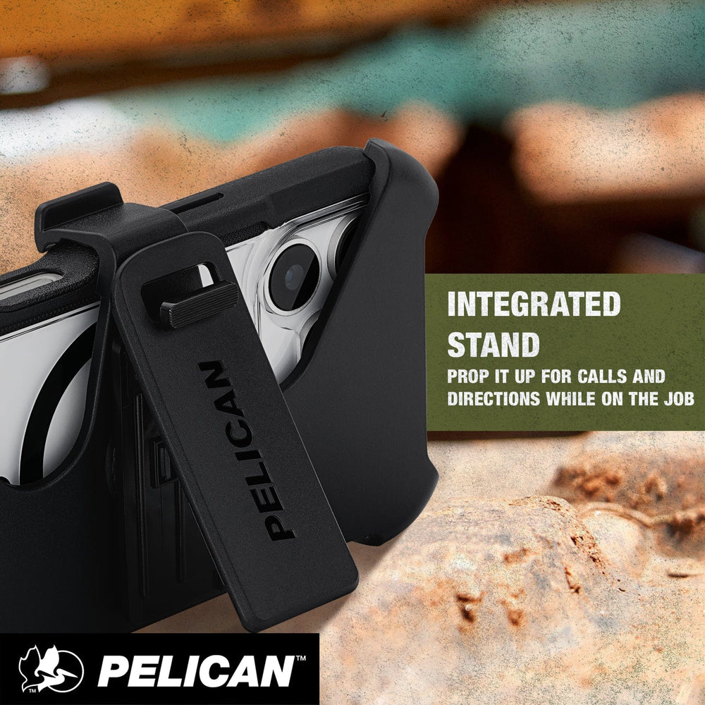Integrated stand, prop it up for calls and directions while on the job