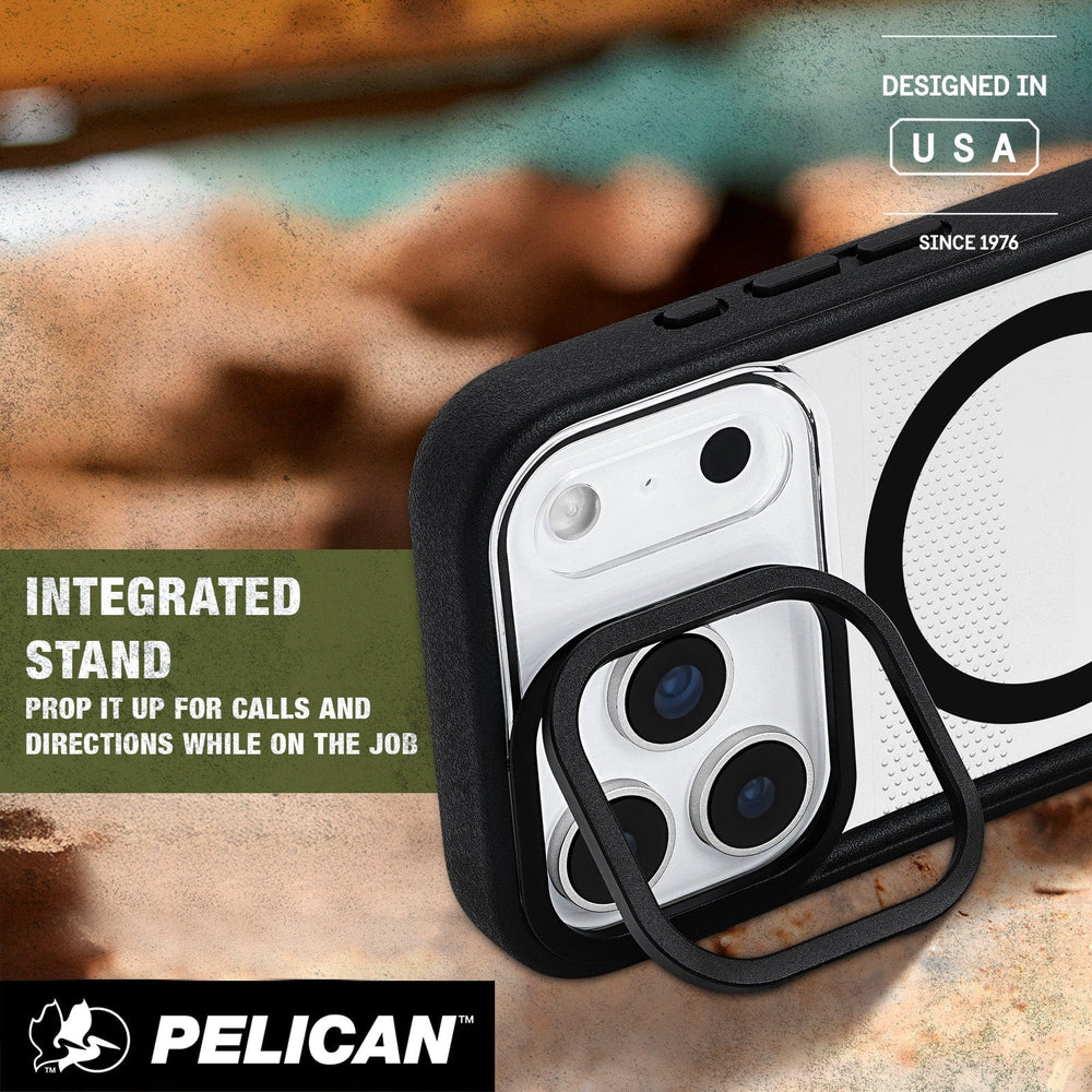 Integrated stand, prop it up for calls and directions while on the job