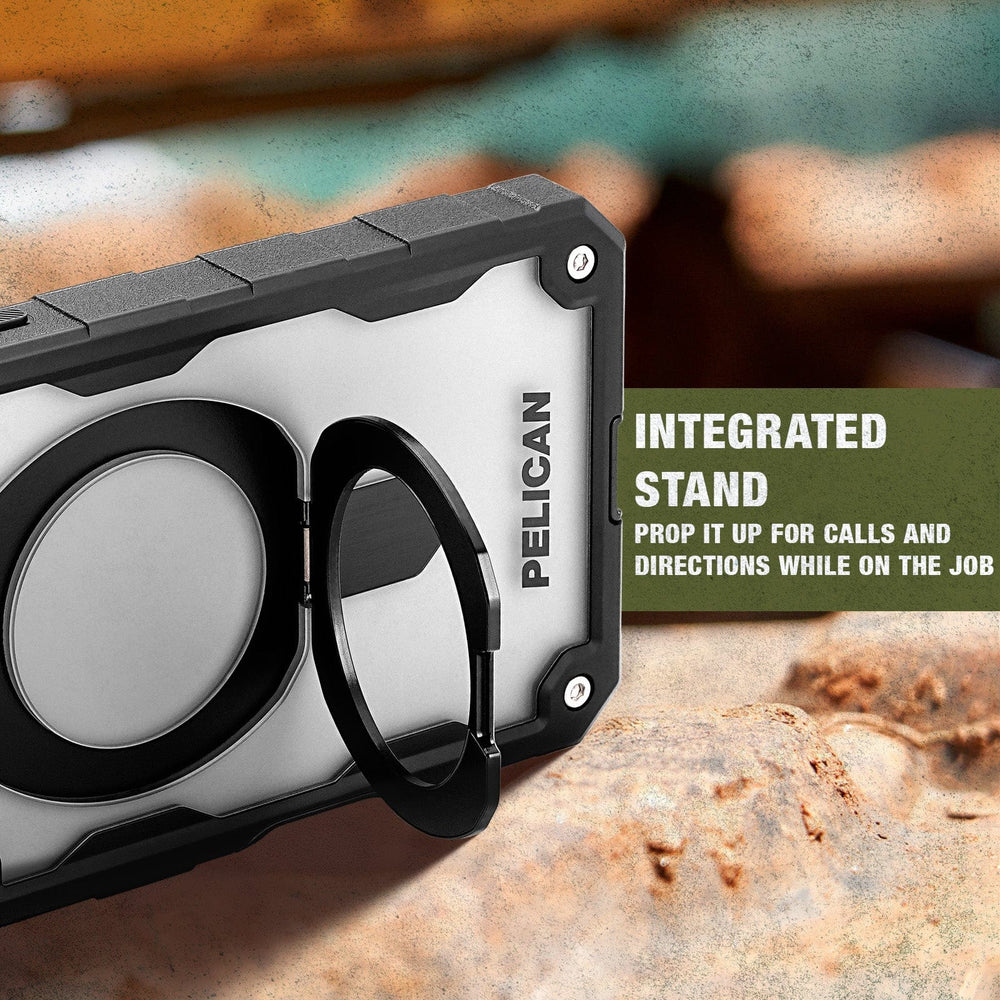 Integrated stand, prop it up for calls and directions while on the job