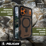 Protective action button cover, cutout for camera control access