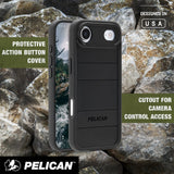 Protective action button cover, cutout for camera control access 