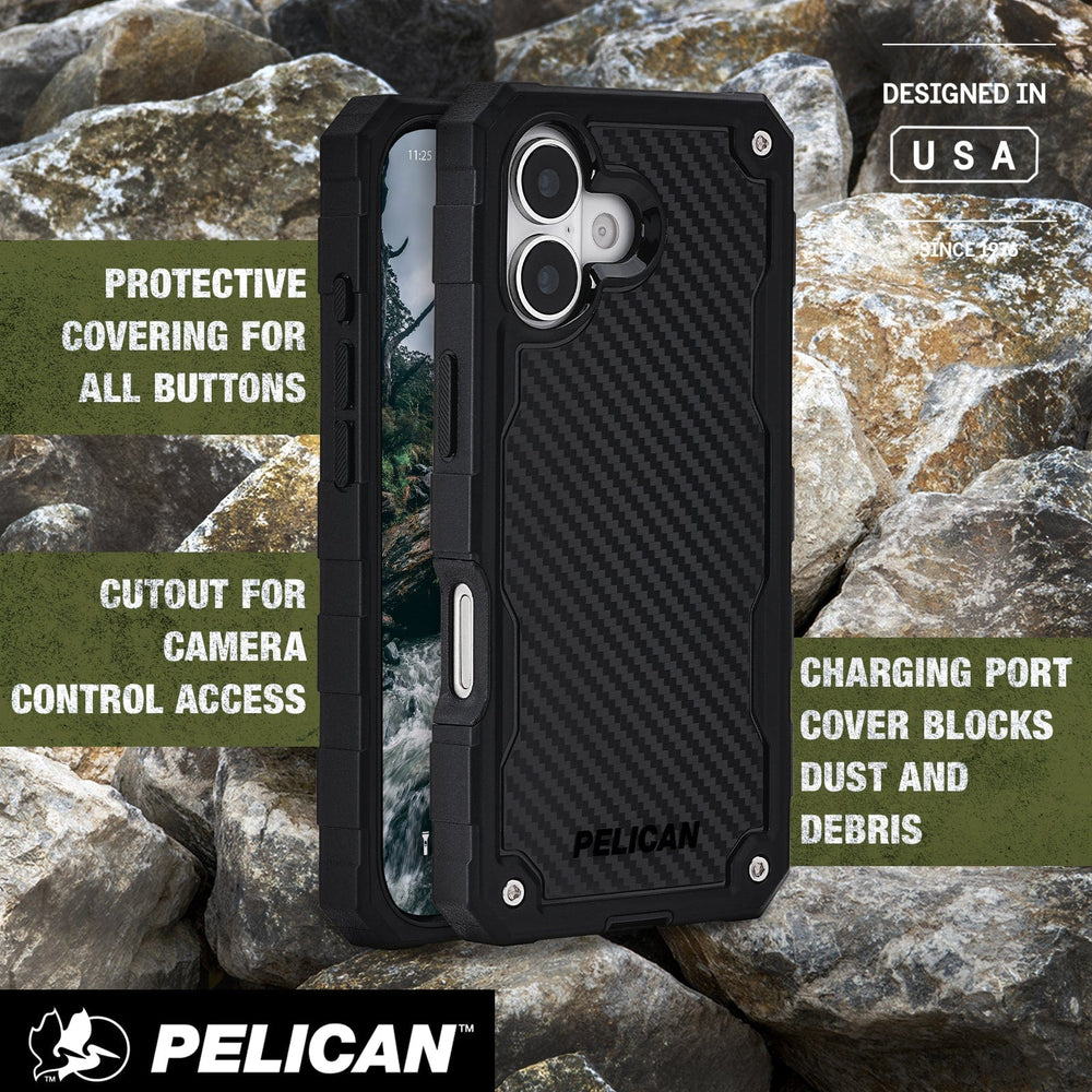 Protective covering for all buttons, cutout for camera control access, charging port cover blocks dust and debris 