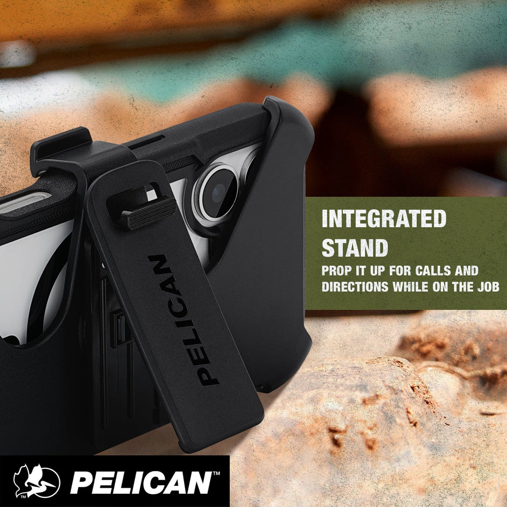 Integrated stand, prop it up for calls and directions while on the job