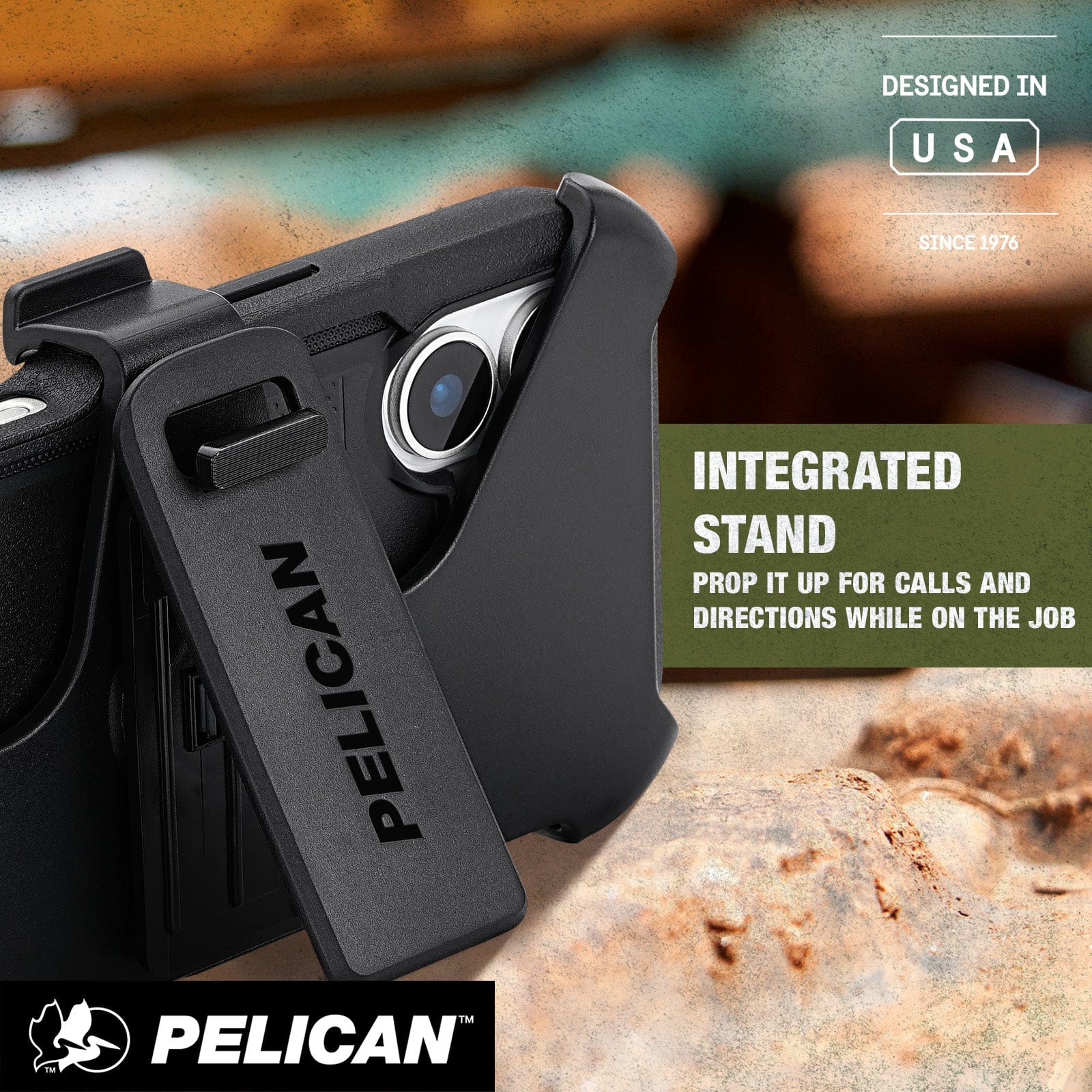Integrated stand, prop it up for calls and directions while on the job
