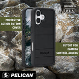 Protective action button cover, cutout for camera control access 