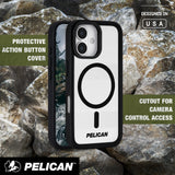 Protective action button cover, cutout for camera control access 