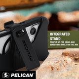 Integrated stand, prop it up for calls and directions while on the job