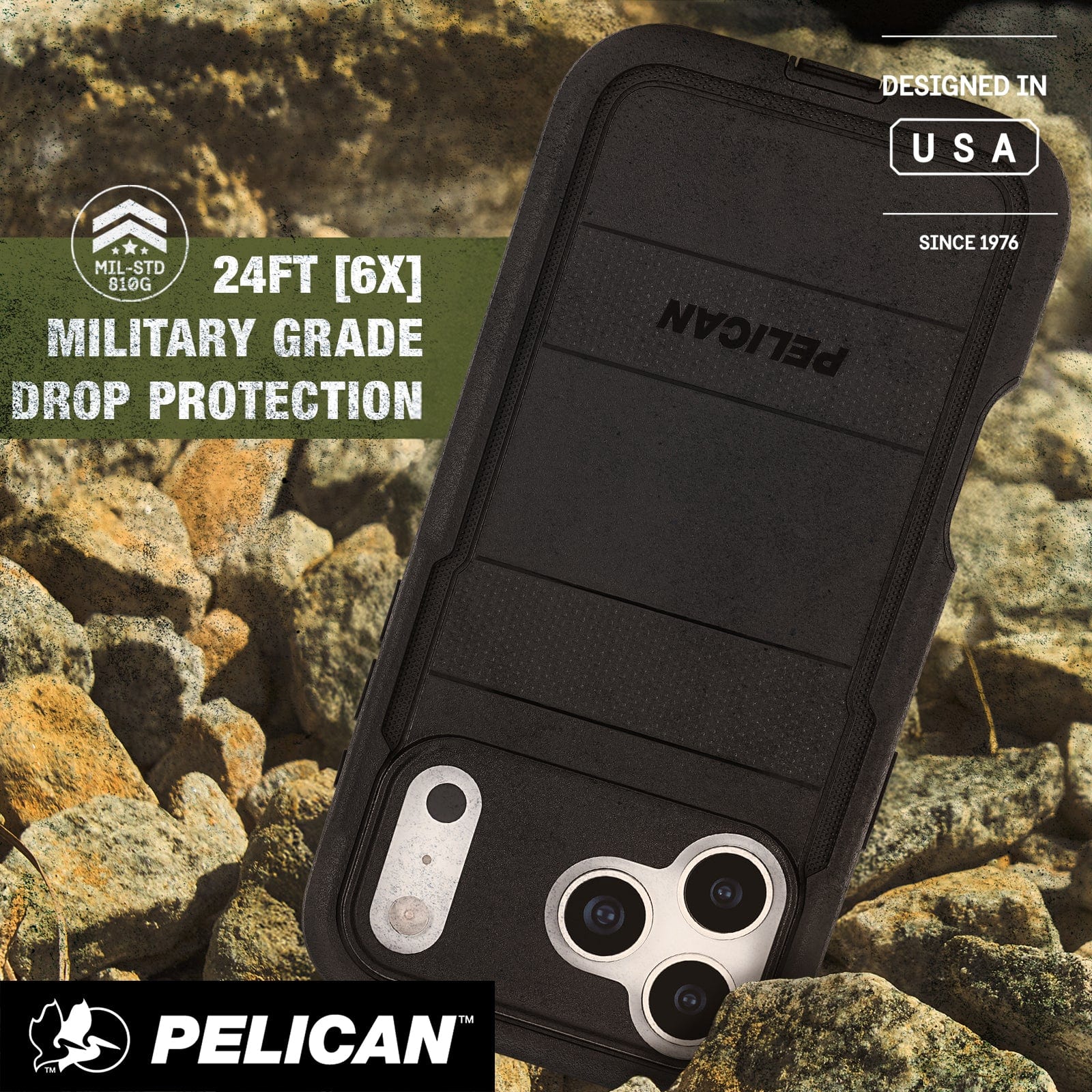 24 Foot 6 times Military grade drop protection, Designed in USA since 1976