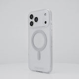 Rotating iPhone 17 showcasing Sheer Twinkle Silver Case