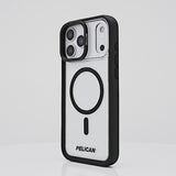 Rotating iPhone 17 showcasing Pelican Protector Clear Case