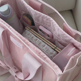 A video showcasing the ballet pink tote organizer inside of a ballet pink tote bag
#color_ballet pink
