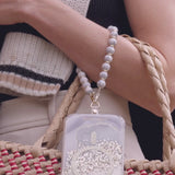 Silver Link Pearl Phone Charm