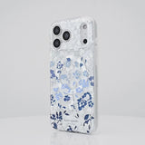 Rotating iPhone 17 showcasing Kate Spade Flowerbed Blue Case