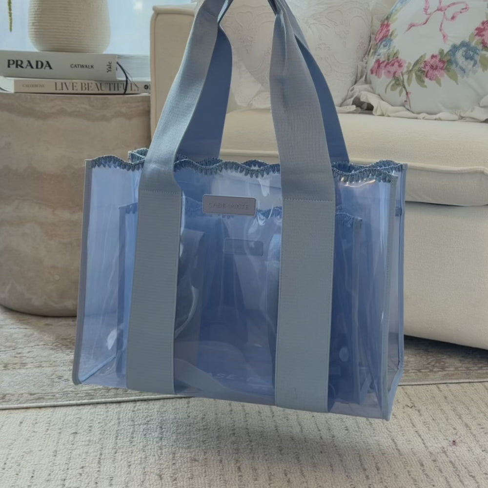 The Matching Tote Duo - Carolina Blue Crochet Wave