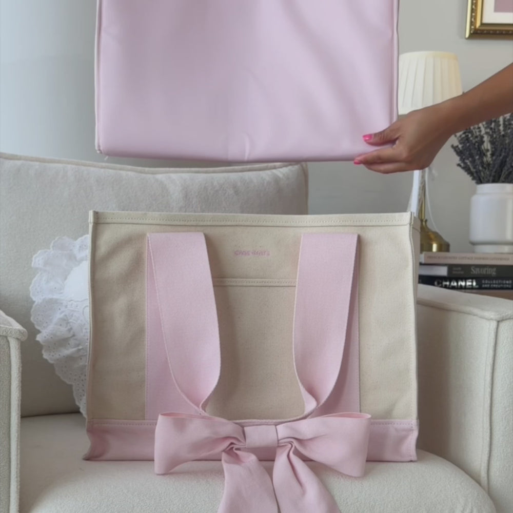 The Canvas Tote Trio - Ballet Pink Bow