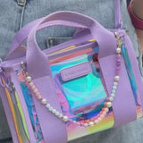 girl at baseball stadium with iridescent clear stadium bag 
#color_iridescent