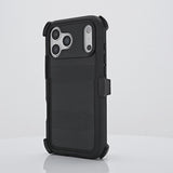 Rotating iPhone 17 showcasing Pelican Voyager Black Case