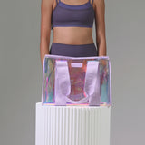 Woman packing a jelly tote soap bubble bag #color_iridescent