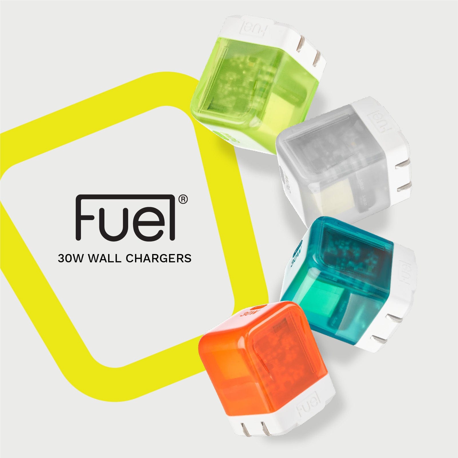 Fuel 30W Translucent Wall Chargers (Multicolor 4 Pack)