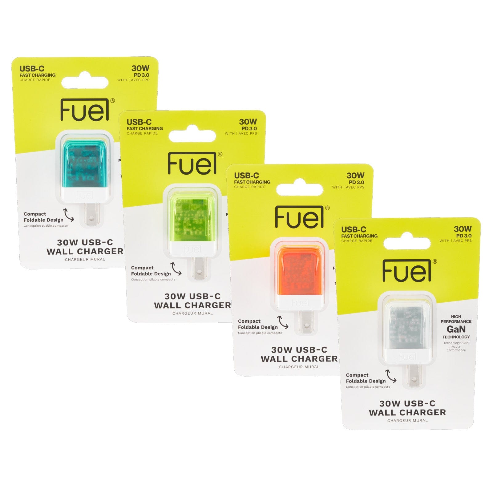 Fuel 30W Translucent Wall Chargers (Multicolor 4 Pack) Fast Charger - Thumbnail 4