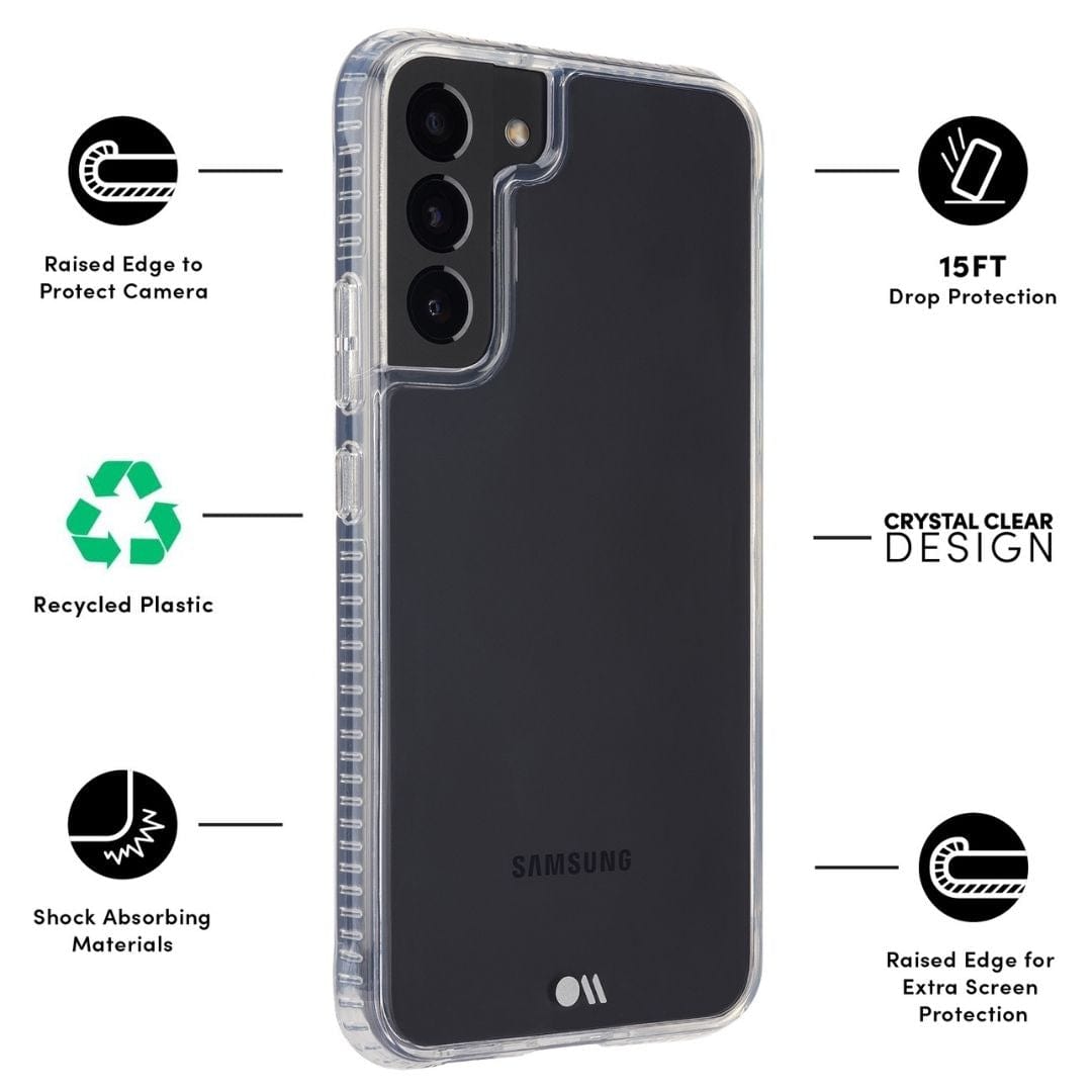 FEATURES: RAISED EGDE TO PROTECT CAMERA, RECYCLED PLASTIC, SHOCK ABSORBING MATERIALS, 15 FT DROP PROTECTION, CRYSTAL CLEAR DESIGN, RAISED EDGE FOR EXTRA SCREEN PROTECTION. COLOR::CLEAR