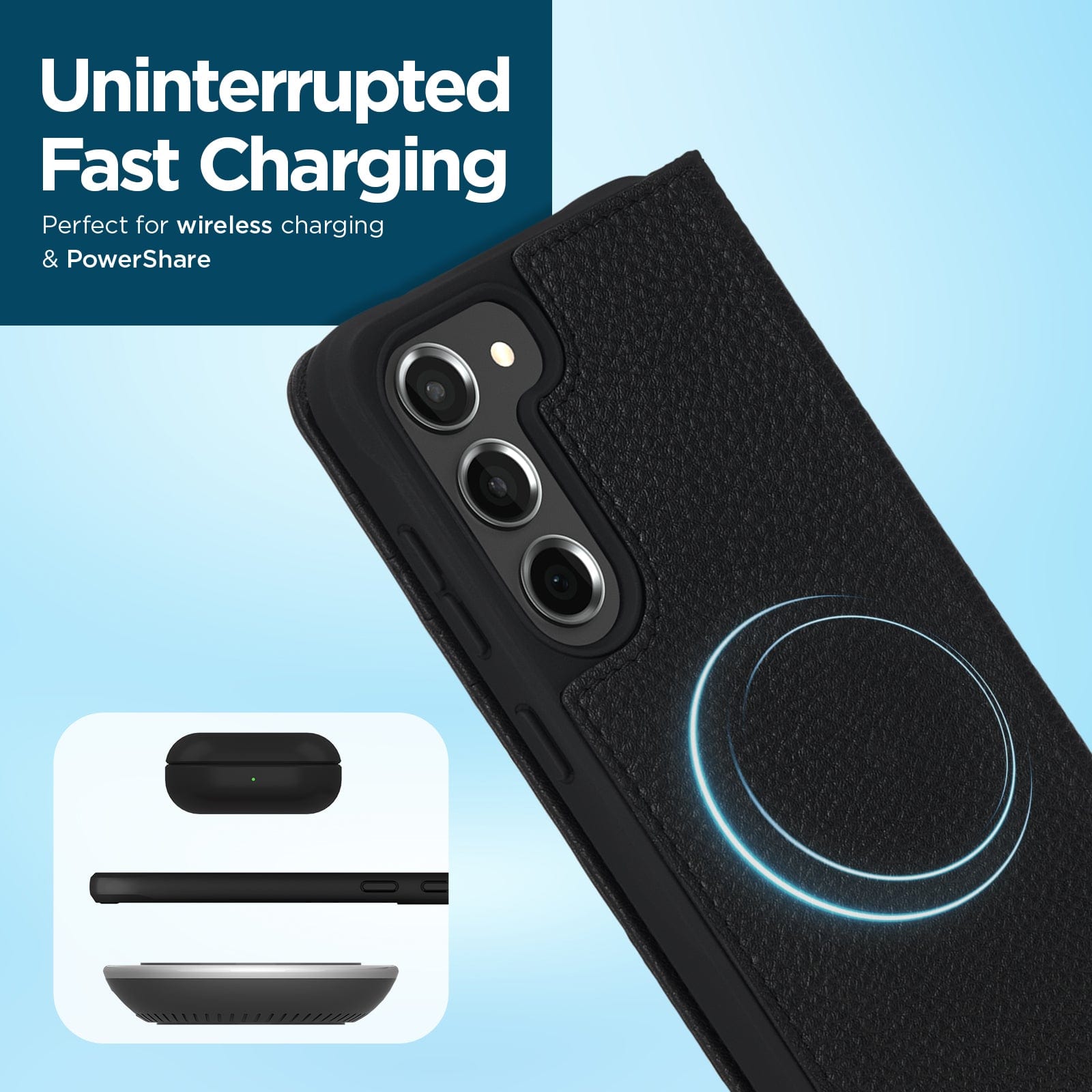 UNINTERRUPTED FAST CHARGING PERFECT FOR WIRELESS CHARGING & POWERSHARE. 