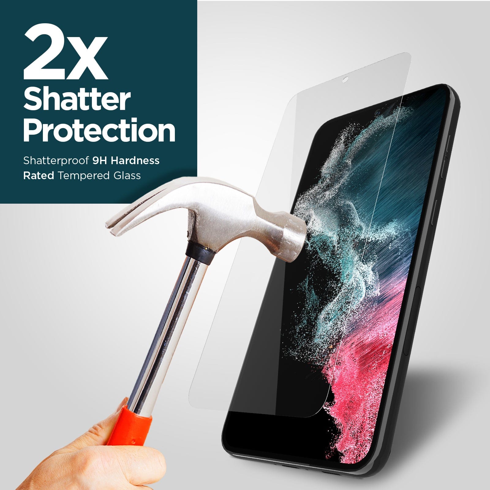 2x SHATTER PROTECTION. SHATTERPROOF 9H HARDNESS RATED TEMPERED GLASS.