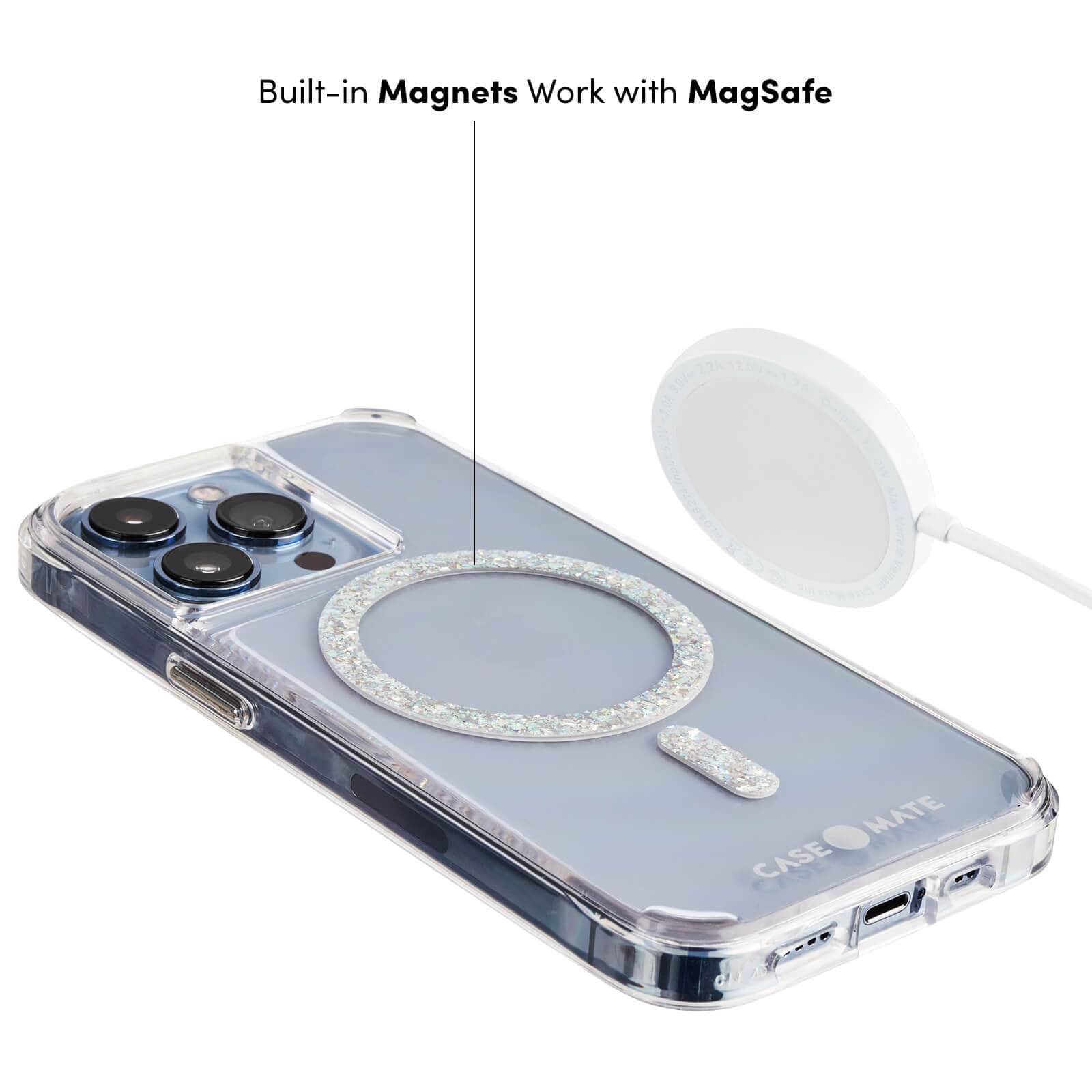 BUILT-IN MAGNETS WORK WITH MAGSAFE. COLOR::TWINKLE STARDUST