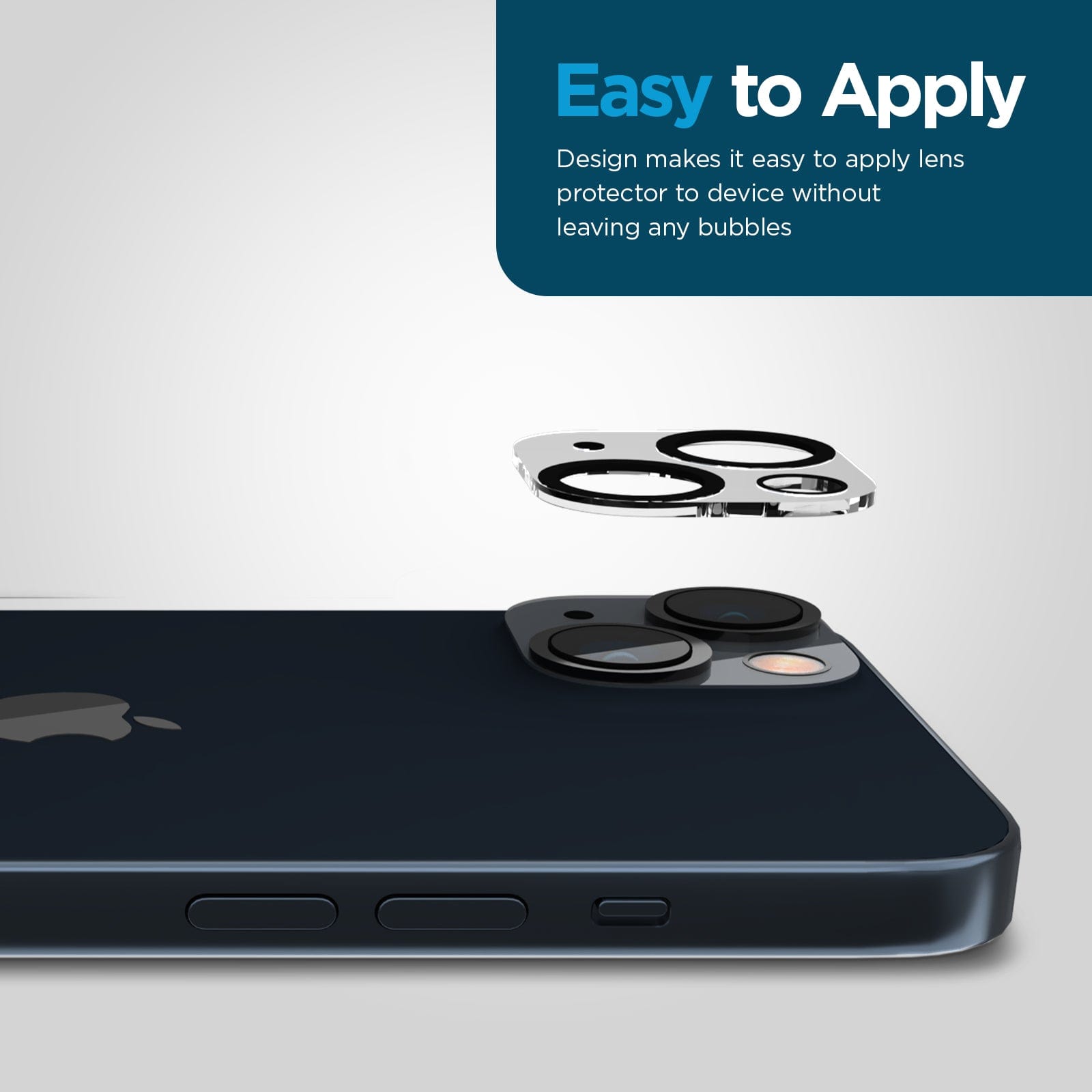 Easy to apply. Design makes it easy to apply lens protector to device without leaving any bubbles. color::Clear