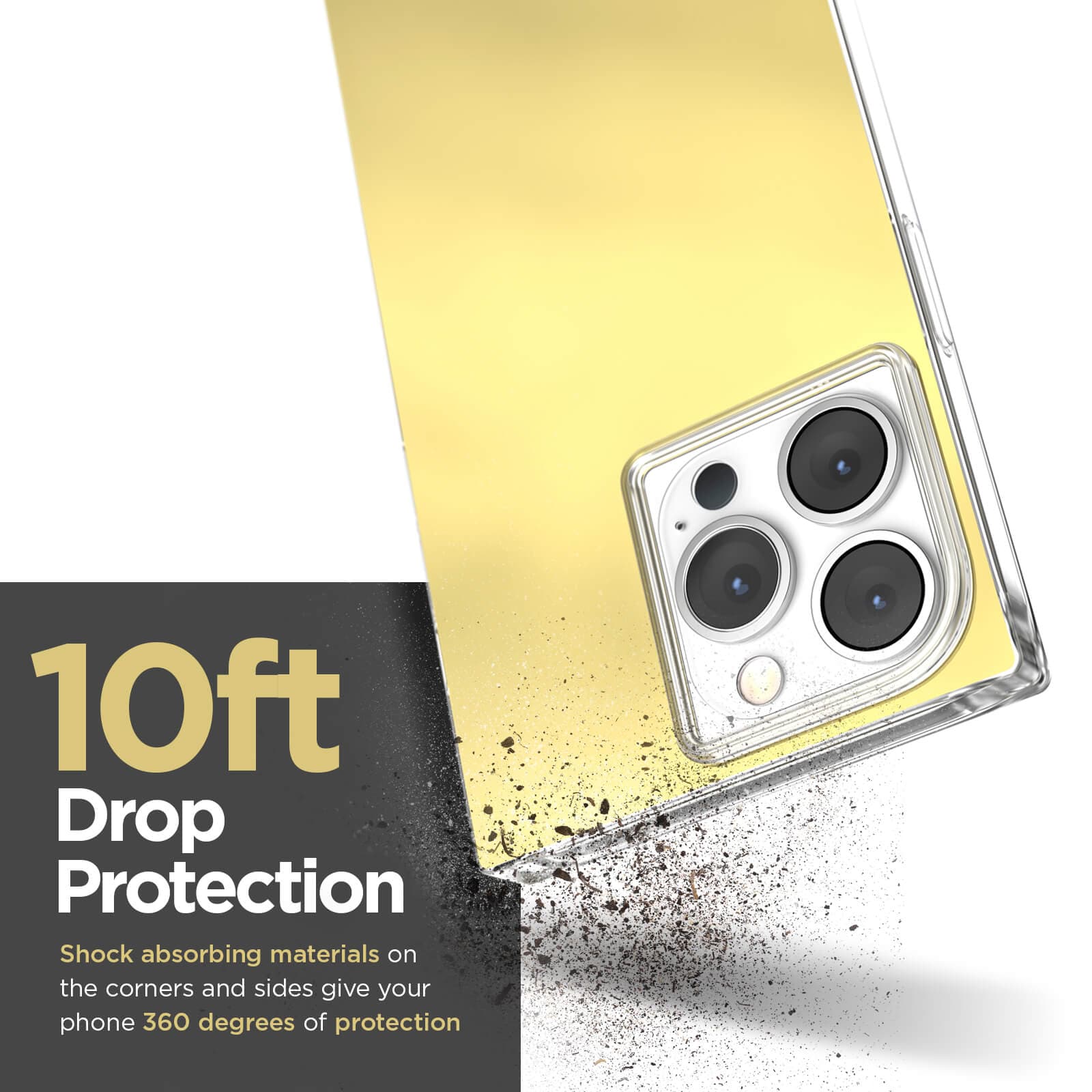 10ft Drop Protection shock absorbing materials on the corners and sides give your phone 360 degrees of protection. color::Gold