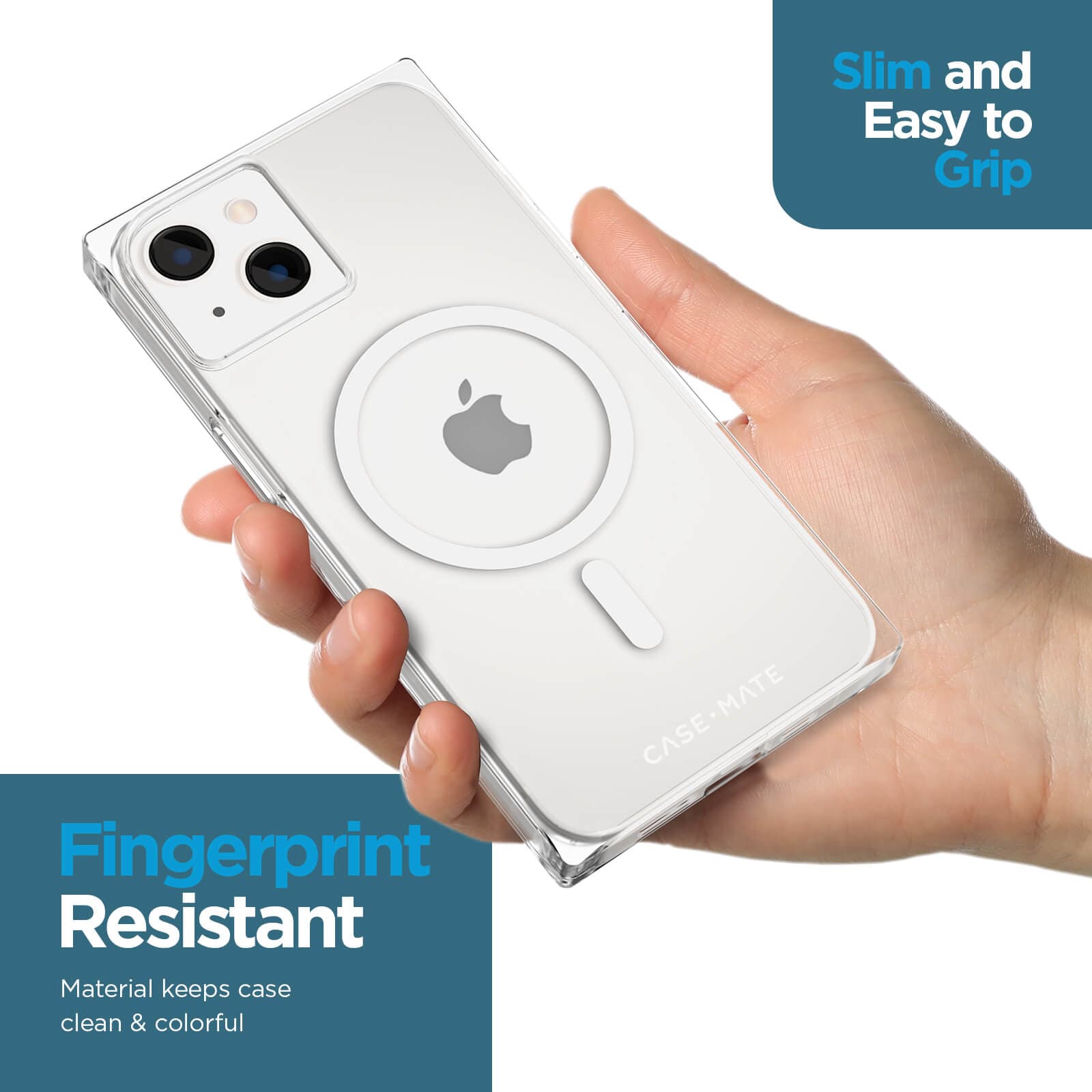 Slim and easy to grip. Fingerprint resistant material keeps case clean & colorful. color::Clear