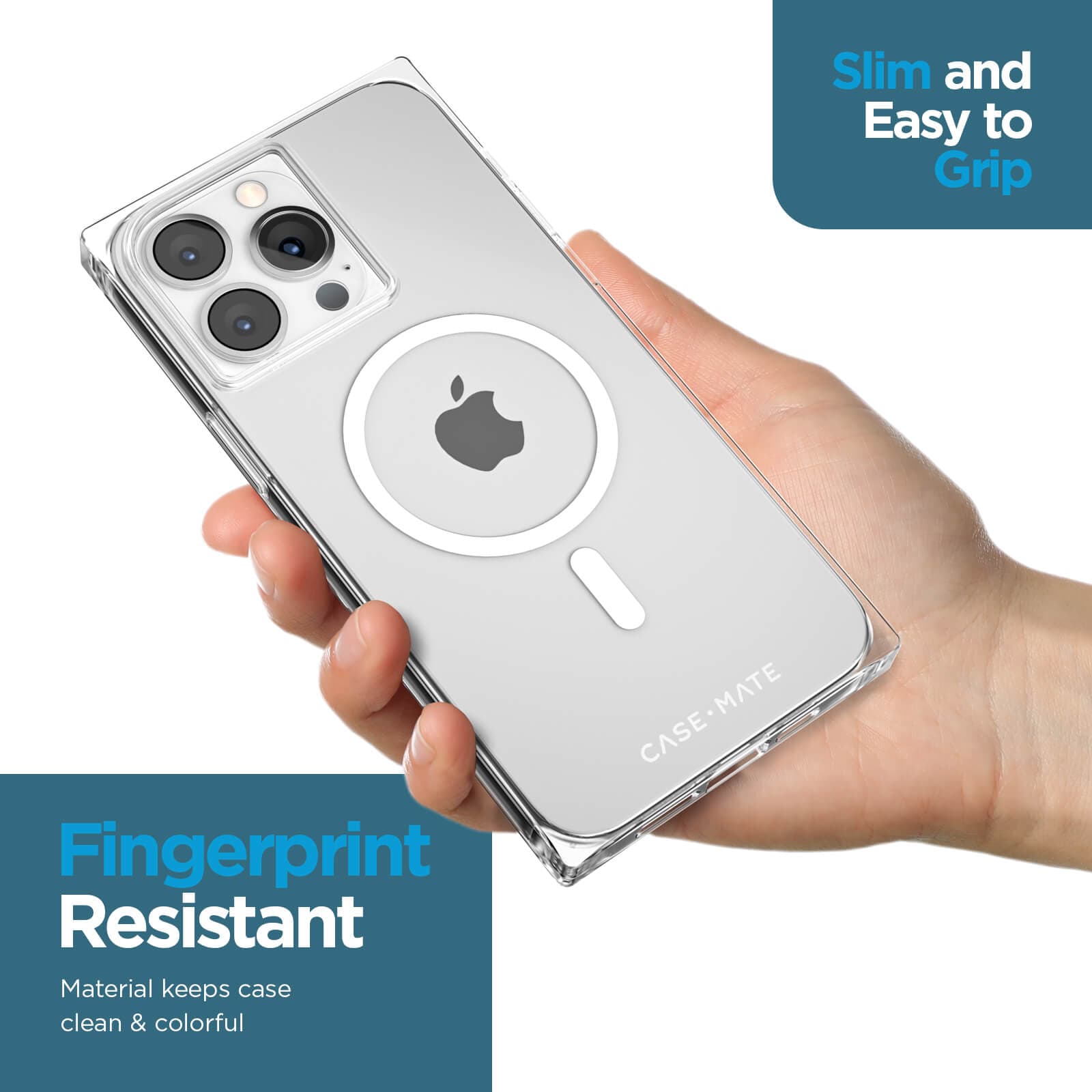 slim and easy to grip. Fingerprint resistant material keeps case clean & colorful. color::Clear