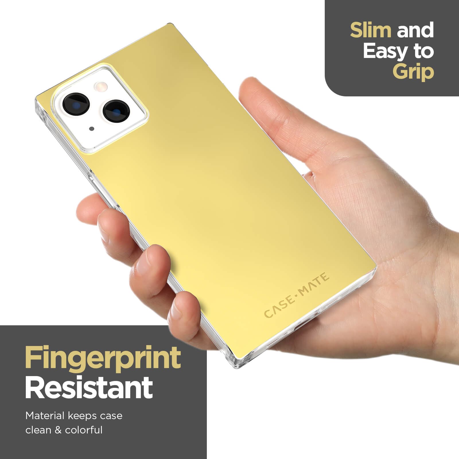 Slim and easy to grip. Fingerprint resistant material keeps case clean & colorful. color::Gold