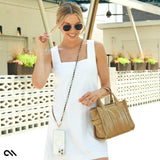 Gold Chain/Black Leather Phone Crossbody