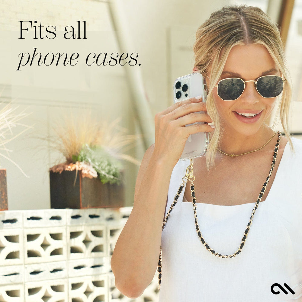 Gold Chain/Black Leather Phone Crossbody Gold Chain/Black Leather Phone Crossbody