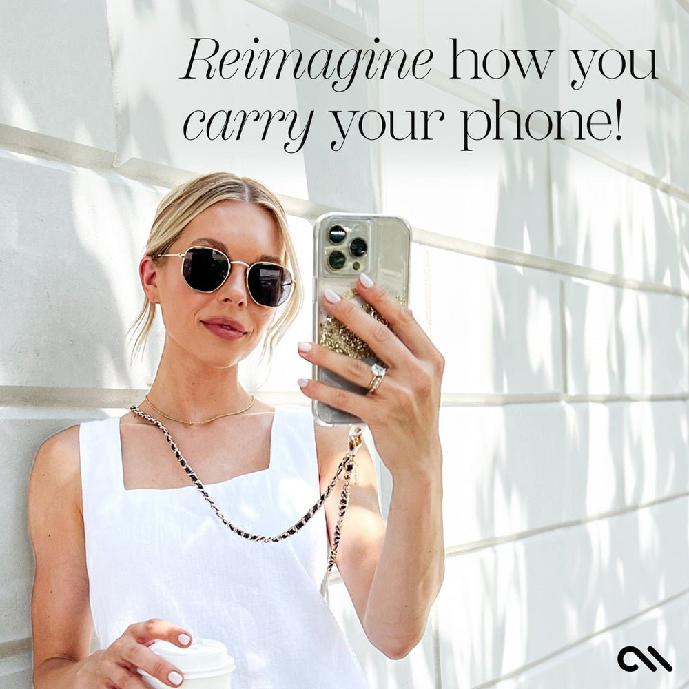 Gold Chain/Black Leather Phone Crossbody Gold Chain/Black Leather Phone Crossbody