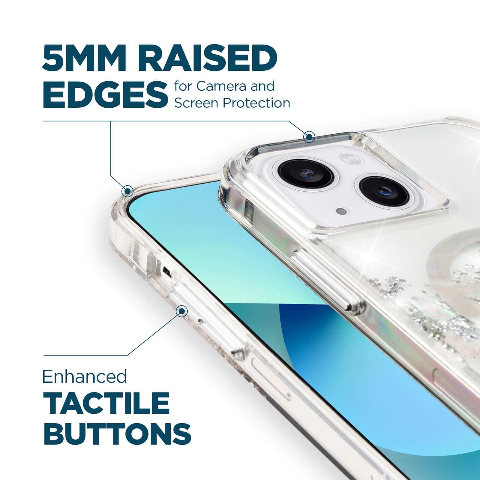 5mm raised edges for camera and screen protection. Enhanced tactile buttons. color::Pearl