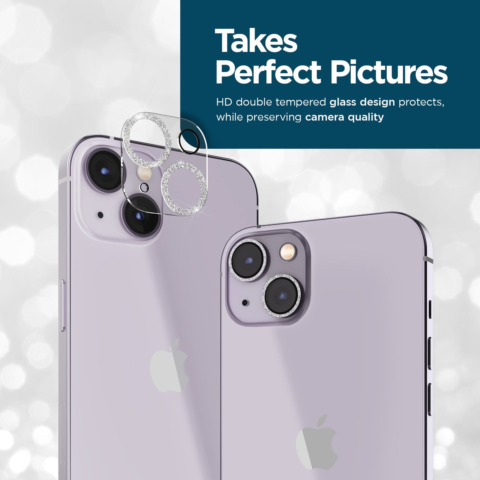 TAKES PERFECT PICTURES. HD DOUBLE TEMPERED GLASS PROTECTS WHILE PERSERVING CAMERA QUALITY