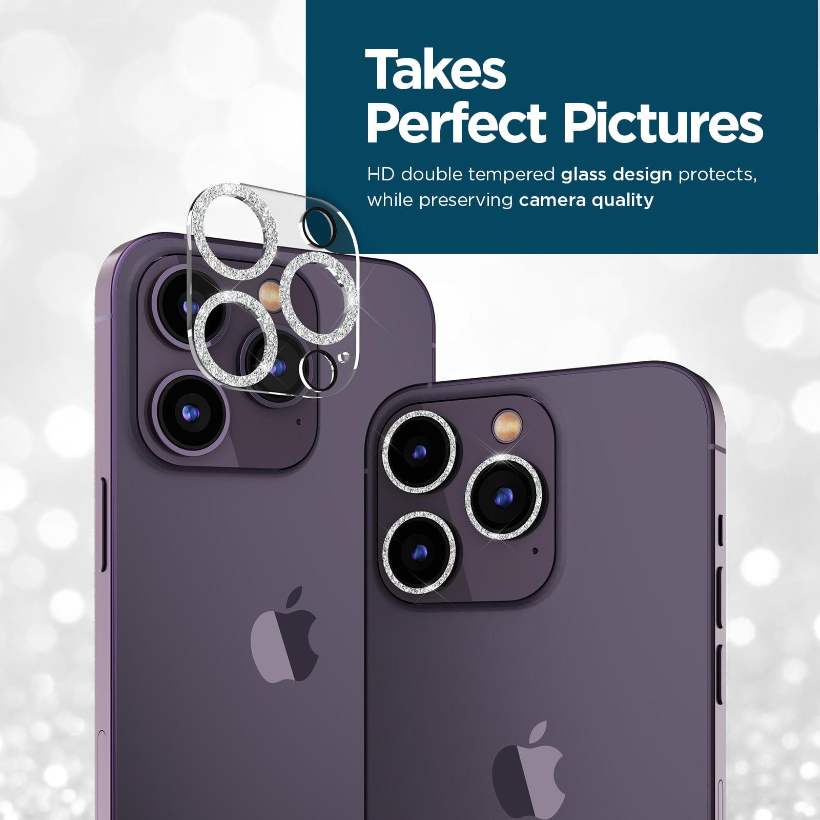 TAKES PERFECT PICTURES. HD DOUBLE TEMPERED GLASS DESIGN PROTECTS WHILE PRESERVING CAMERA QUALITY
