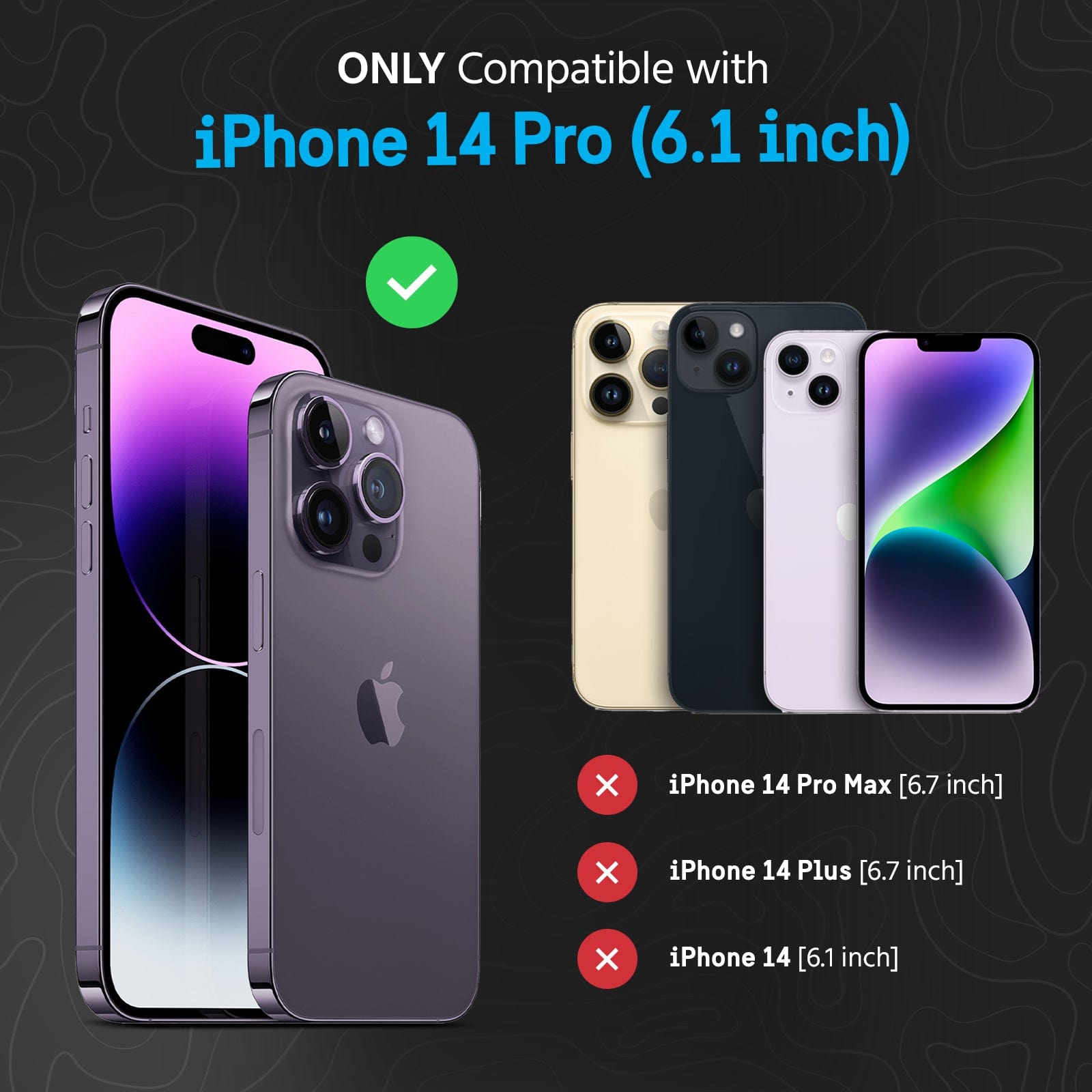 ONLY COMPATIBLE WITH IPHONE 14 PRO (6.1 INCH)