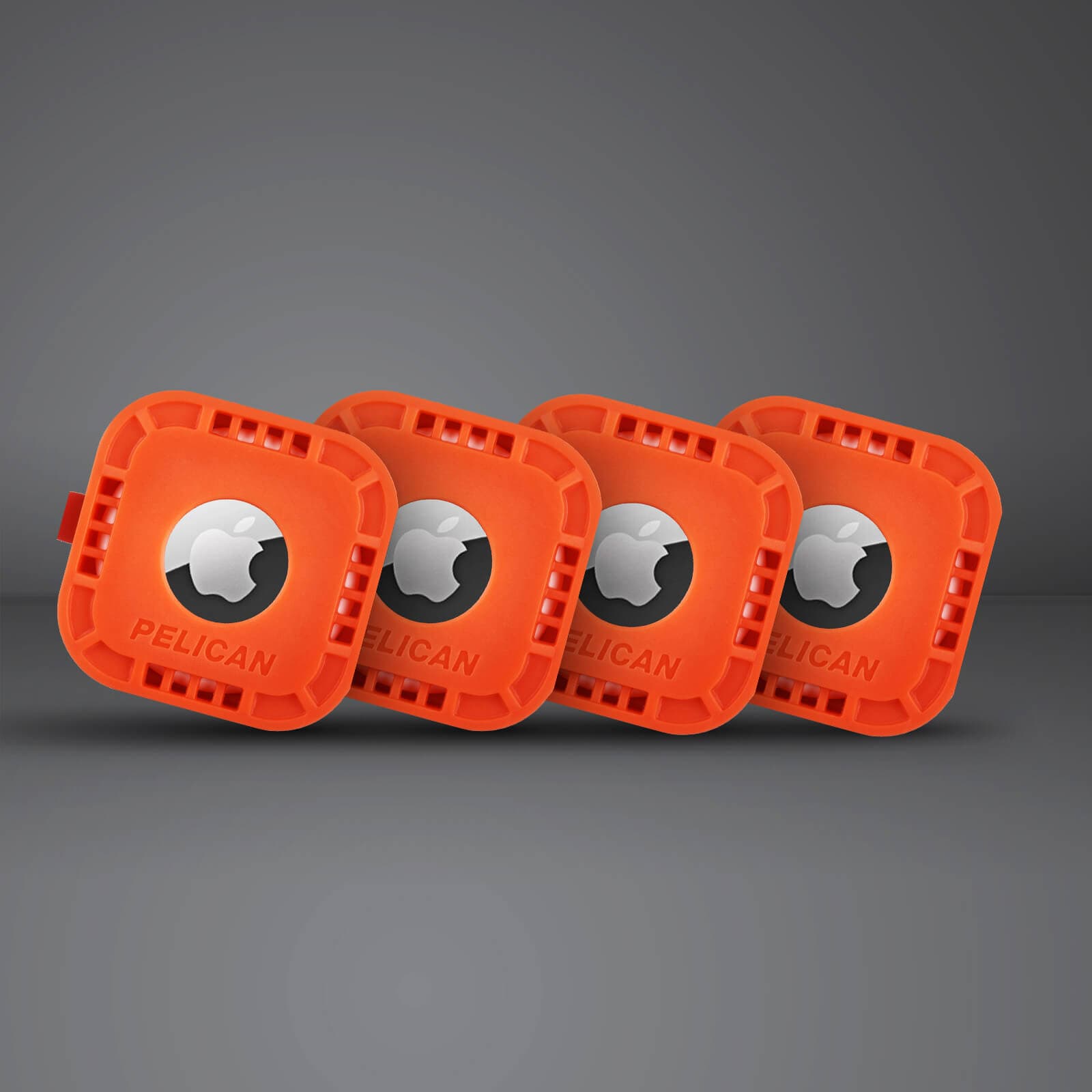 4 Pack of sticky AirTag mounts. color::Orange