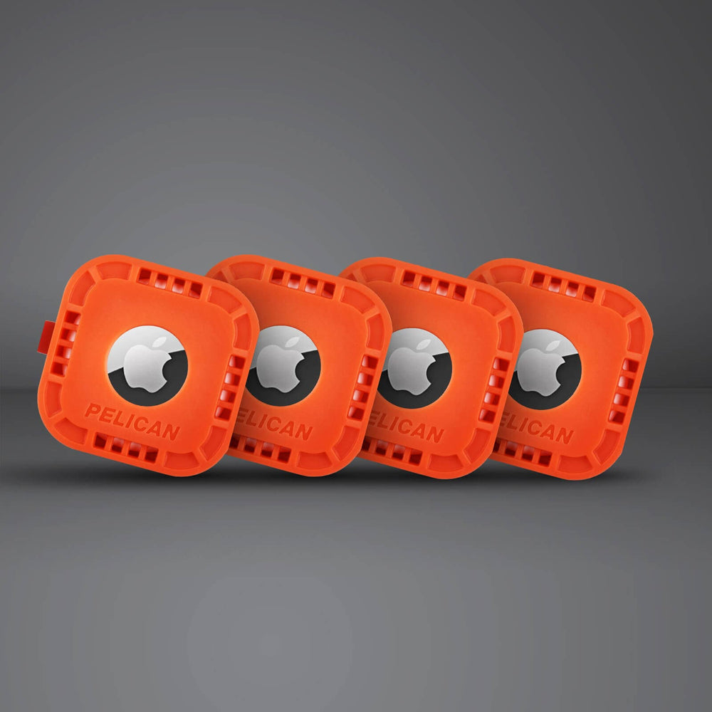 4 Pack of sticky AirTag mounts. color::Orange