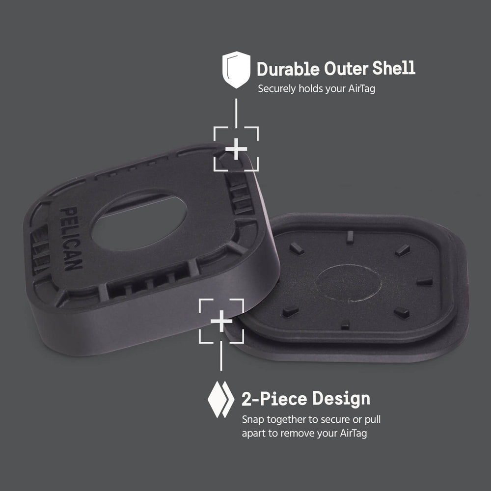 Durable outer shell securely holds your AirTag. 2 piece design snap together to secure or pull apart to remove your AirTag. color::Hi-Vis Yellow