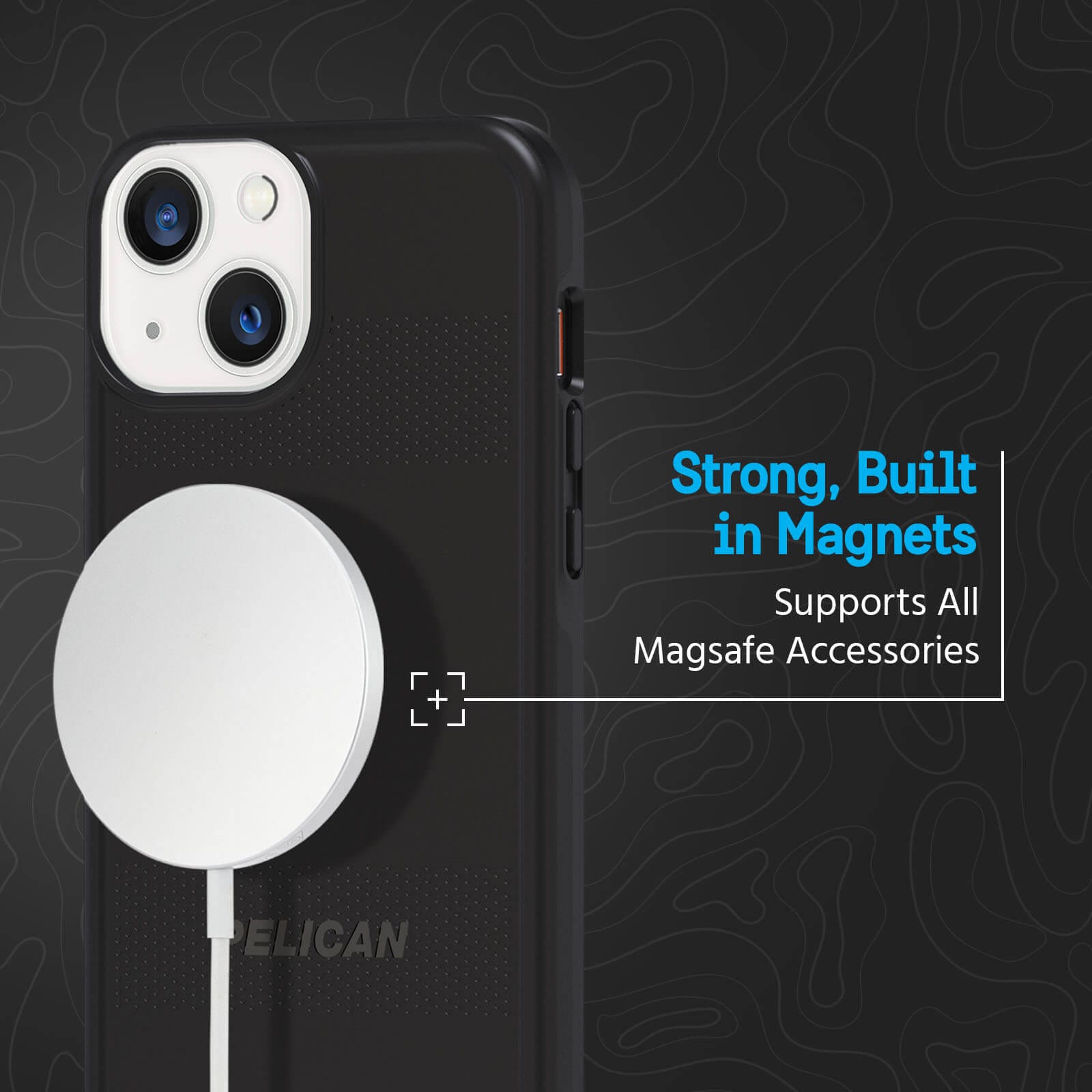 Strong, built in magnets supports all MagSafe accessories. color::Black