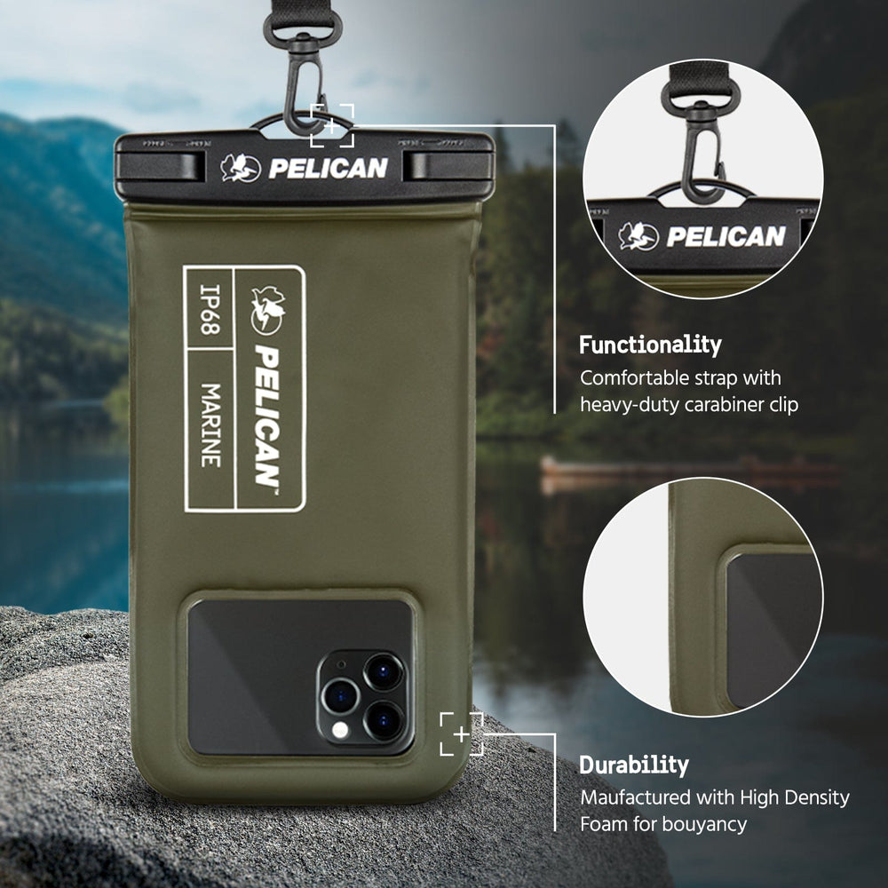 Functionality: Comfortable strap with heavy suty carabiner clip. Durability: Manufactured with high density foam for bouyancy