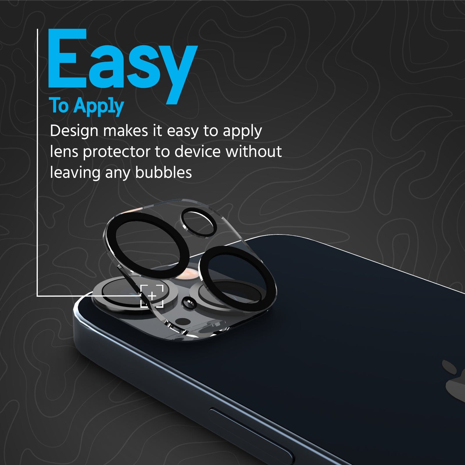 Easy to apply. Design makes it easy to apply lens protector to device without leaving any bubbles. 