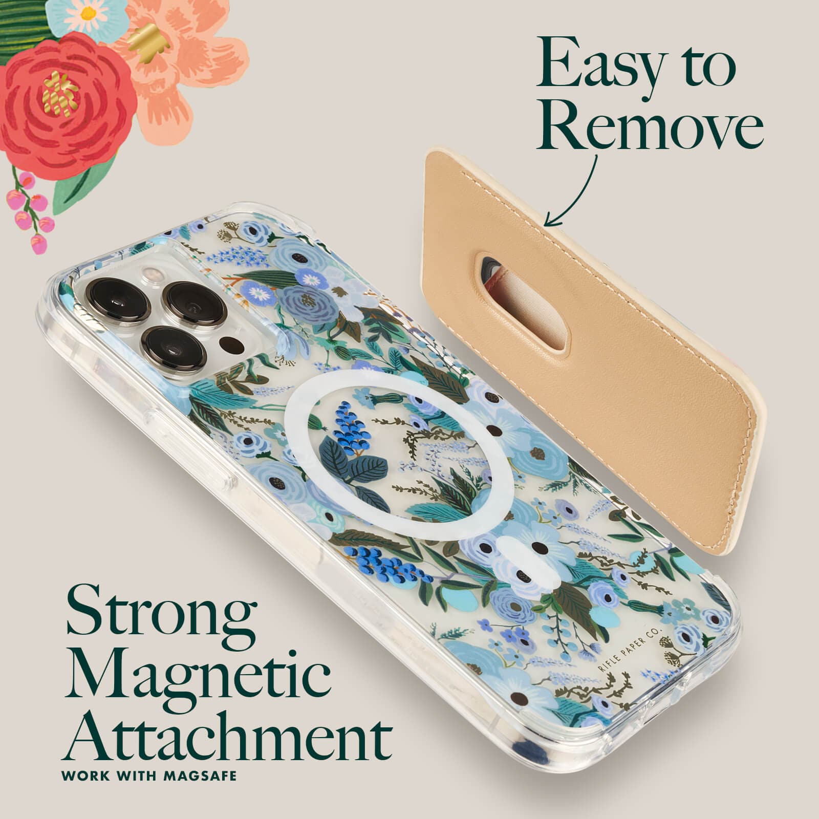 EASY TO REMOVE, STRONG MAGNETIC ATTACHMENT WORK WITH MAGSAFE. COLOR::GARDEN PARTY BLUSH