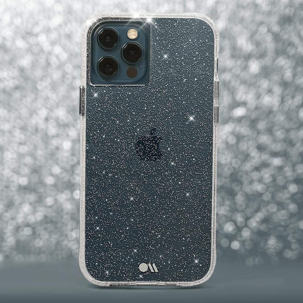 Clear iPhone 12 / 12 Pro case with sparkles. color::Clear